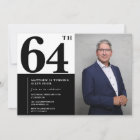 Black and White 64th Birthday Invitations Photo