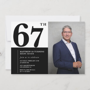 Black and White 67th Birthday Invitations Photo