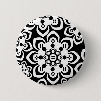 black and white 6 cm round badge