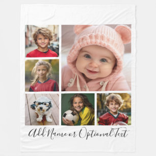 Black and White 6 Photo Collage --- CAN edit COLOR Fleece Blanket