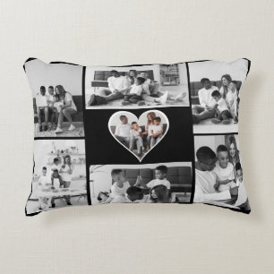 Black and White 7 Photo Collage Decorative Cushion