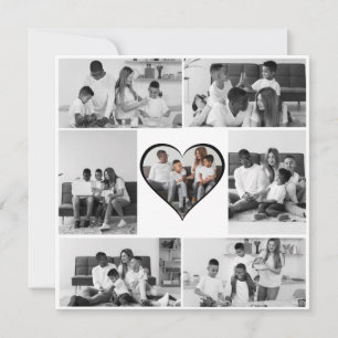 Black and White 7 Photo Collage Holiday Card