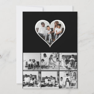 Black and White 7 Photo Collage Holiday Card