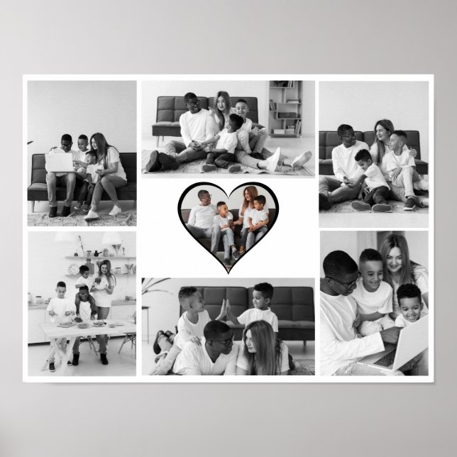 Black and White 7 Photo Collage Poster (Front)