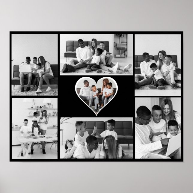 Black and White 7 Photo Collage Poster (Front)