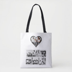 Black and White 7 Photo Collage Tote Bag