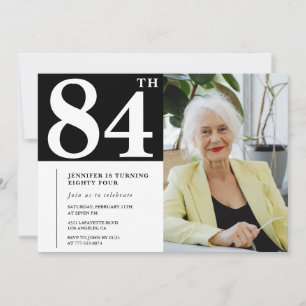 Black and White 84th birthday Invitations Photo