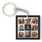 Black and White 8 Photo Collage Custom Monogram