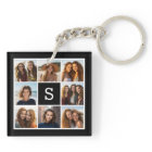 Black and White 8 Photo Collage Custom Monogram