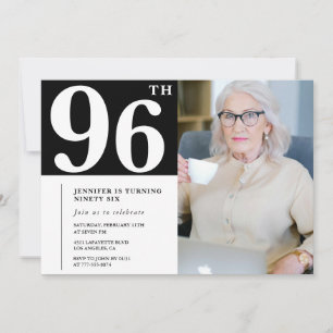 Black and White 96th birthday Invitations Photo