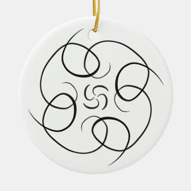 Black and White #9 Loopty Loo Ceramic Ornament (Front)