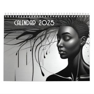 Black and white abstract art calendar