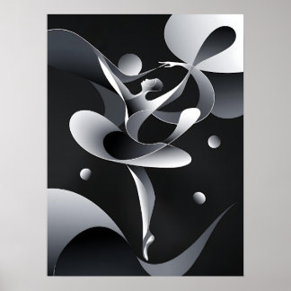 Black and White Abstract Art, Modern Dancer Poster