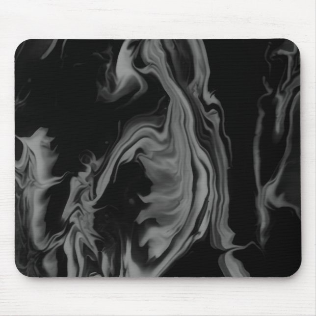 Black and White Abstract Art on a Thick Computer Mouse Pad (Front)