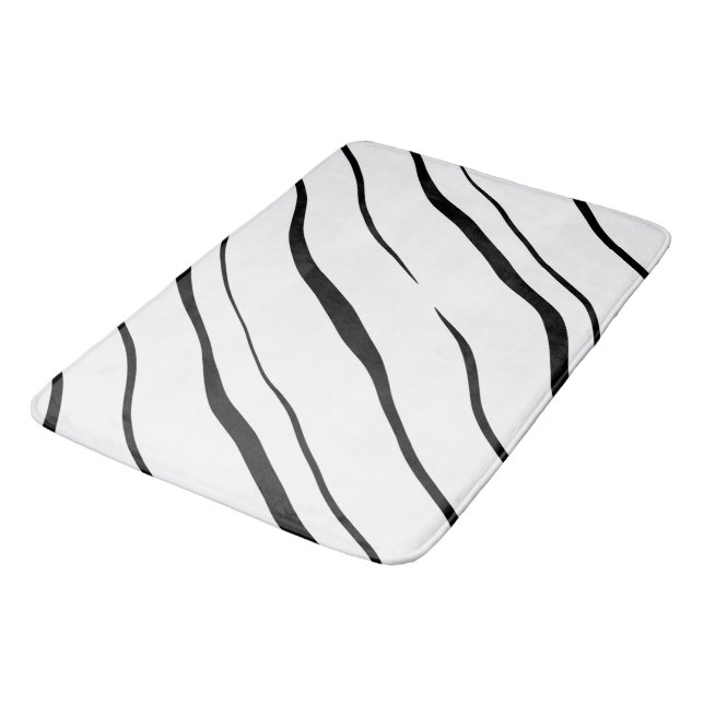 Black and White abstract Bath Mat (Angled)