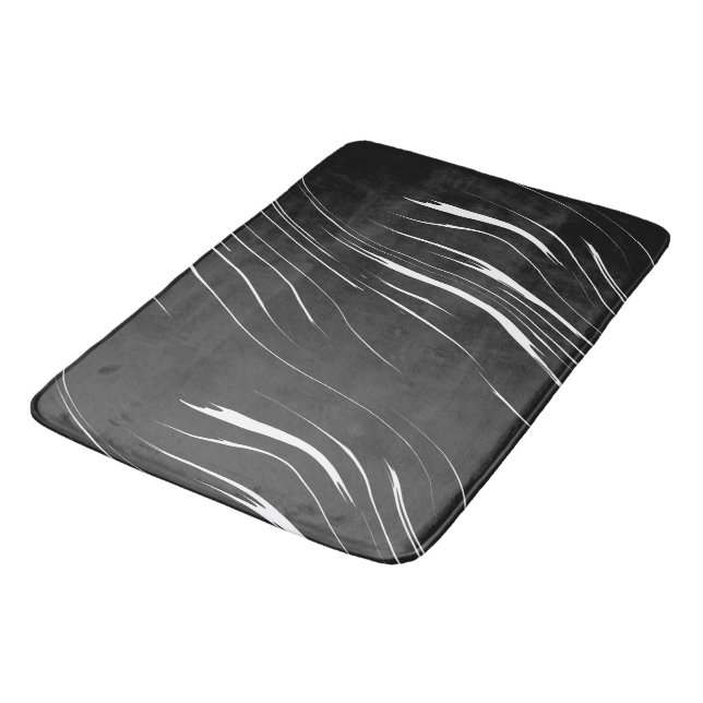 Black and White abstract Bath Mat (Angled)
