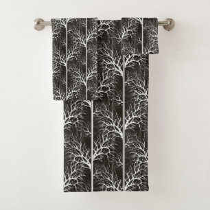 Black and white abstract bath towel set