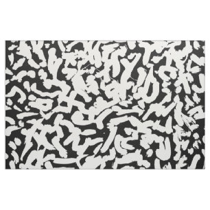 Black and White Abstract Brush Strokes Pattern Fabric