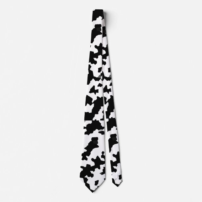 Black And White Abstract Camouflage Tie (Front)
