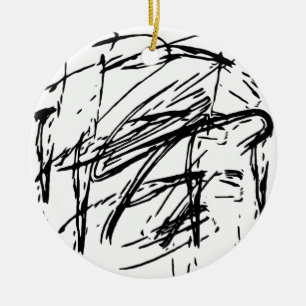 Black and white abstract ceramic tree decoration