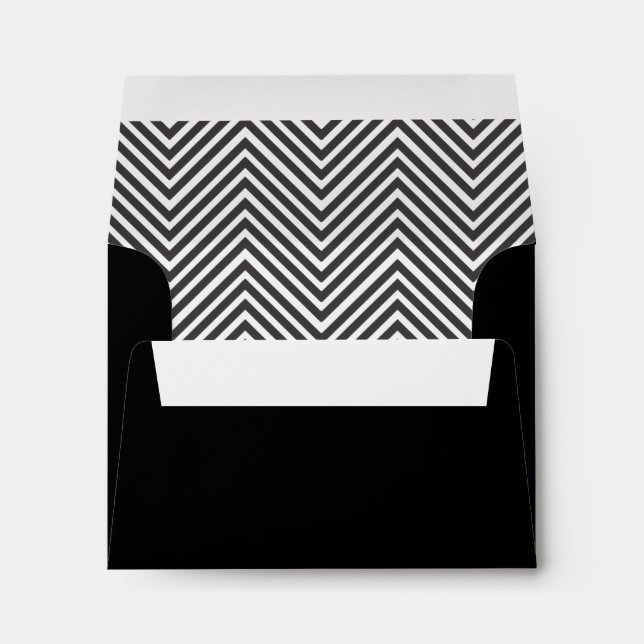 Black and White Abstract Chevron Pattern Envelopes (Back (Bottom))