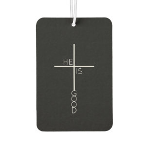Black and White Abstract Christian Cross Car Air Freshener