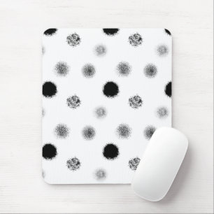 Black and White Abstract Circle Pattern Mousepad