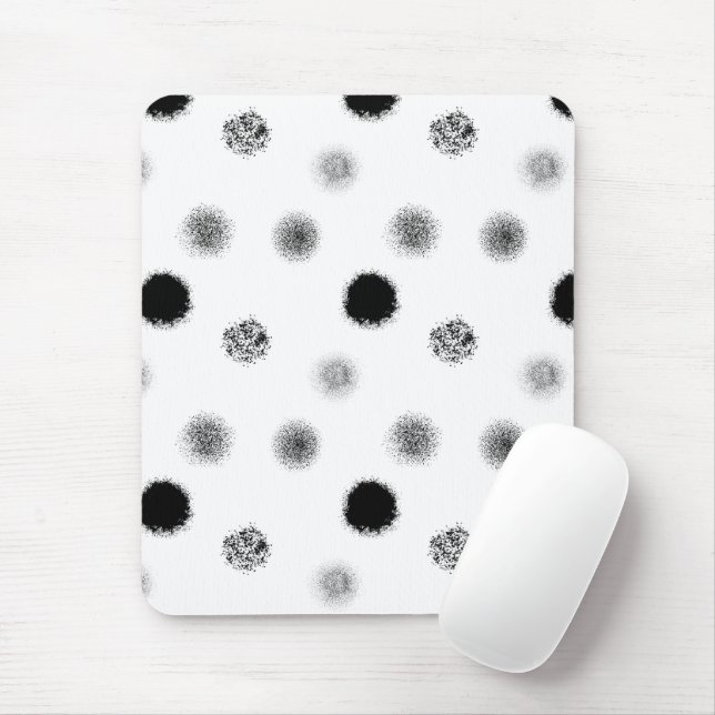 Black and White Abstract Circle Pattern Mousepad (With Mouse)