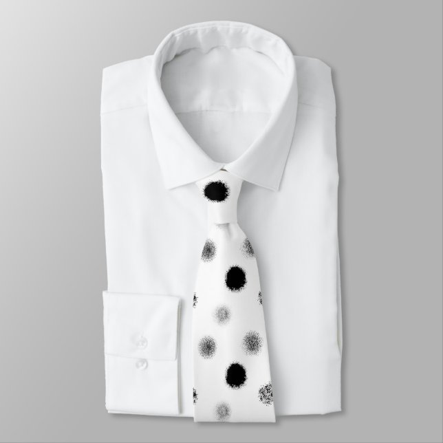 Black and White Abstract Circle Pattern Tie (Tied)