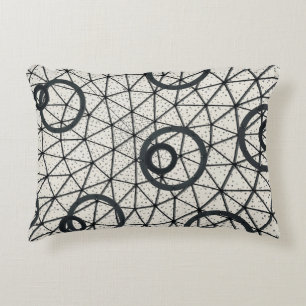 Black and White Abstract Circles Decorative Cushion