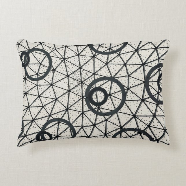 Black and White Abstract Circles Decorative Cushion (Front)