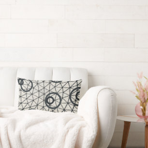 Black and White Abstract Circles Lumbar Cushion