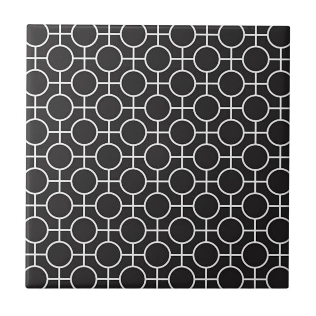 Black and White Abstract Cool Pattern Modern Ceramic Tile (Front)