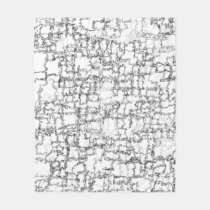 Black and White Abstract Curvy Shapes Fleece Blanket