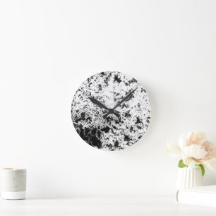 Black and White Abstract Dirt "Clouds" Formation Round Clock