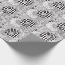 Black and white abstract doodle wrapping paper