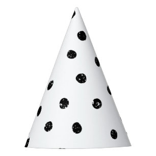 Black and White Abstract Dots Pattern Party Hat