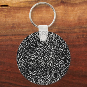 Black and White Abstract Elephant Print Key Ring