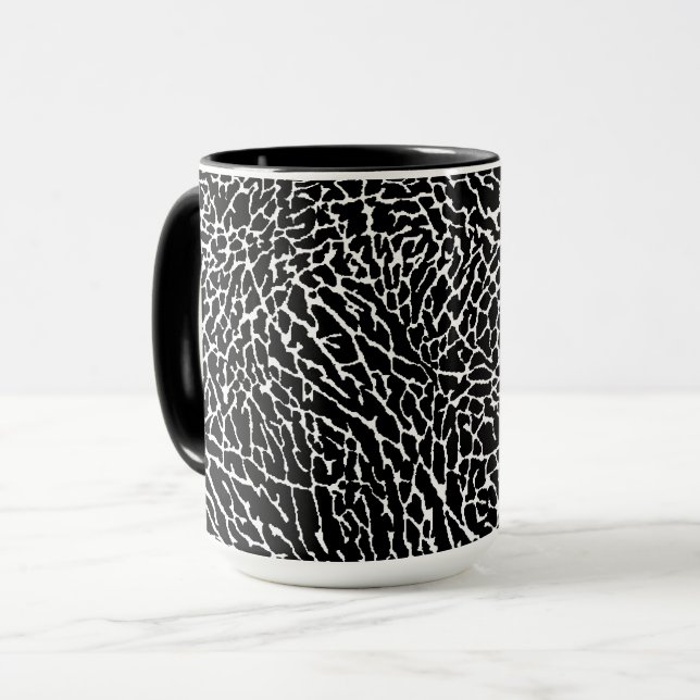 Black and White Abstract Elephant Print Mug (Front Left)
