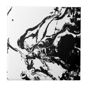 Black and White Abstract Faces Incidental Art Ceramic Tile