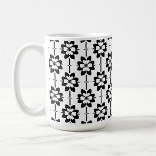 Black and White Abstract Floral Pattern Coffee Mug