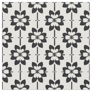 Black and White Abstract Floral Pattern Fabric