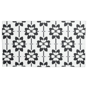 Black and White Abstract Floral Pattern Pillowcase