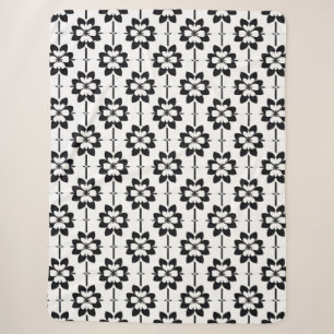 Black and White Abstract Floral Pattern Sherpa Blanket