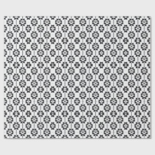 Black and White Abstract Floral Pattern Wrapping Paper
