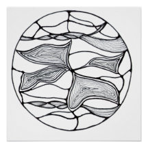 Black-and-white abstract flower design