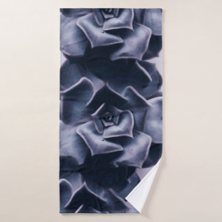 BLACK AND WHITE ABSTRACT FLOWERS PAINTING BATH TOWEL