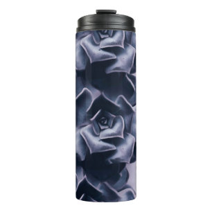 BLACK AND WHITE ABSTRACT FLOWERS PAINTING THERMAL TUMBLER