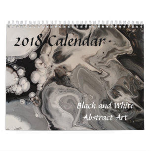 Black and White Abstract Fluid Art Calendar