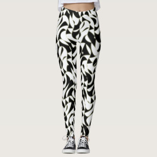 Black and White Abstract Fractal Pattern Leggings